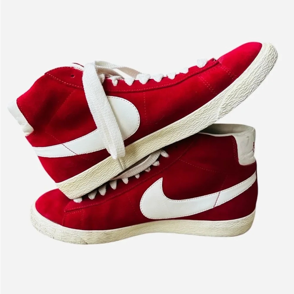 Nike Blazer High Top Sneakers Women's Size 11.5 Crimson Red Suede Retro Classic